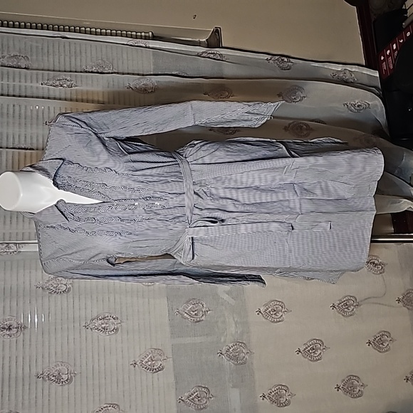 Striped Log Sleeve Shirt Dress - Picture 2 of 16